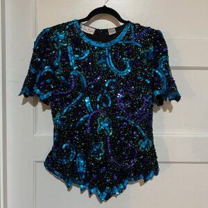 Laurence Kazar Sequin Vintage Blouse, Size M